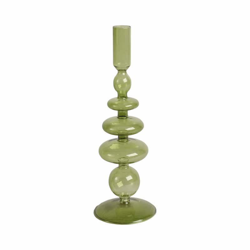 Modern Bubble Glass Candle Holder with Rounded Accent Base