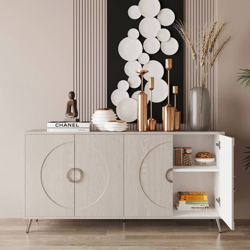 Modern Lacquered 4 Door Wooden Cabinet Sideboard Buffet