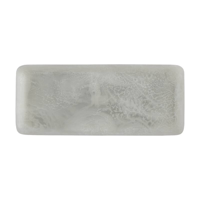 White Resin Rectangle Platter Set of 2