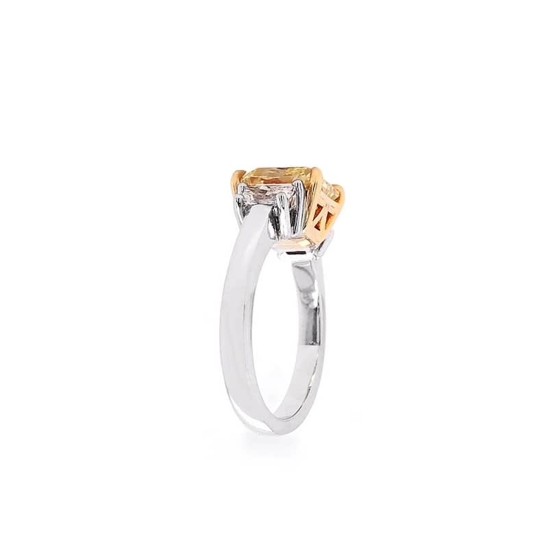 Auriya Platinum 3 3/5CTW 3 Stone Radiant Yellow Diamond Engagement Ring in (E, VS1)