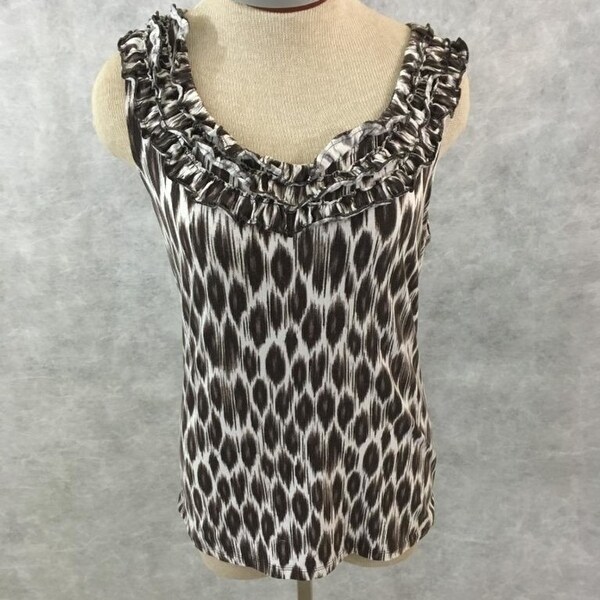 Shop Ann Taylor Womens Top Sleeveless Size M Brown White Geometric