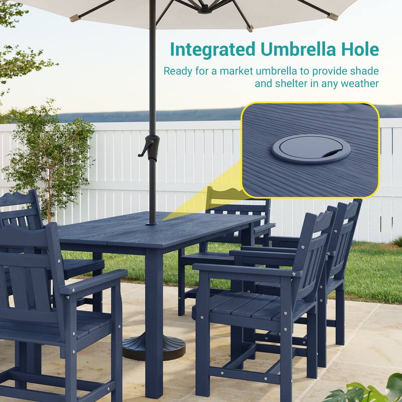 HIPS Outdoor Dining Set All-weather Patio Table and Chairs(Set of 7)