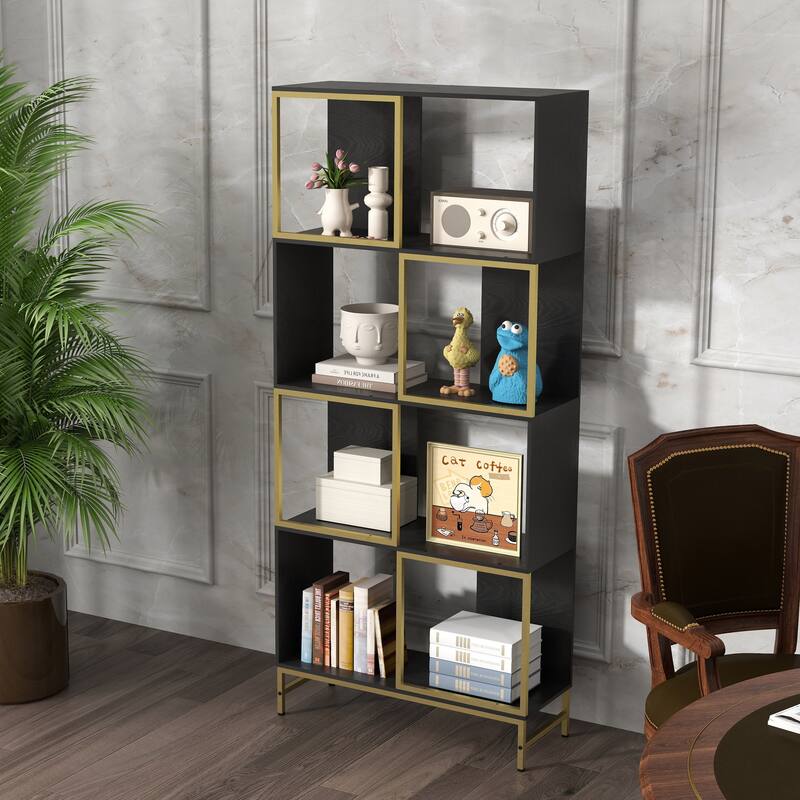 Vintage Storage Rack with Open Shelves 4-Tier Bookcase,Display Wooden Shelves for Living Room,Bathroom,Balcony,Kitchen