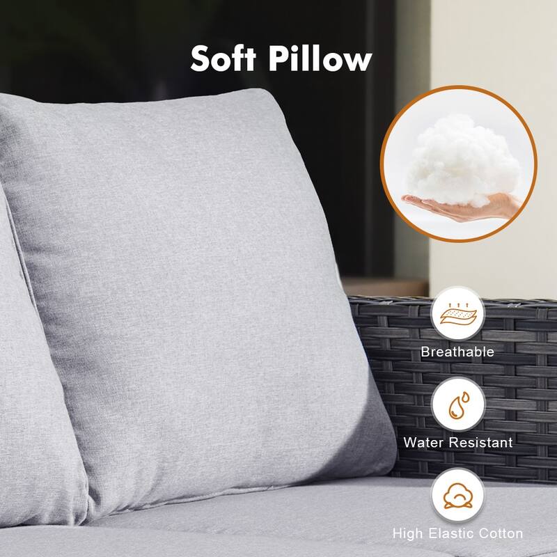 OVIOS 9-Piece Outdoor Wicker Conversation Set with Fire Pit