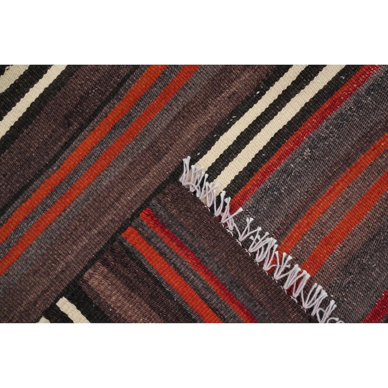 Hand Woven Oriental 100% Wool Carpet Southwestern Geometric Multi-Colored Kilim Area Rug - 11' 2'' X 5' 0''
