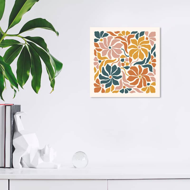 Wynwood Studio Canvas Abstract Earthtones Flowers Season Pink and Light Pink Modern & Contemporary Wall Art Canvas Print - 12 x 12