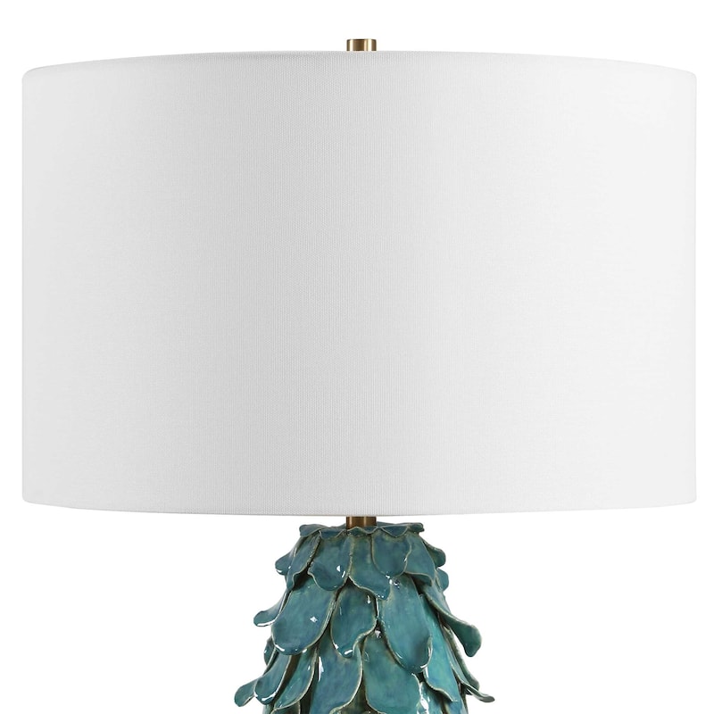 Uttermost Mina Teal Blue Table Lamp - 16.00" W x 27.50" H x 16.00" D