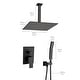 preview thumbnail 43 of 54, YASINU 2 Function Ceiling Mounted Square Rainfall Shower Head Bathroom Shower System Sets 12 - Matte Black-12