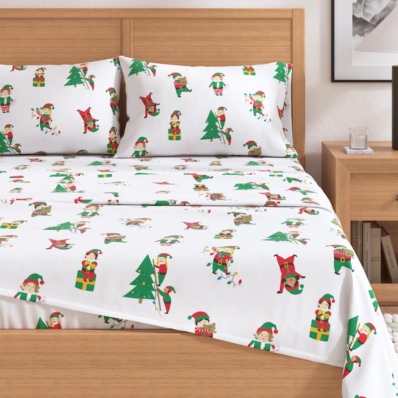 Linery & Co. Christmas Turkish Cotton Double-Brushed Flannel Bed Sheet Set