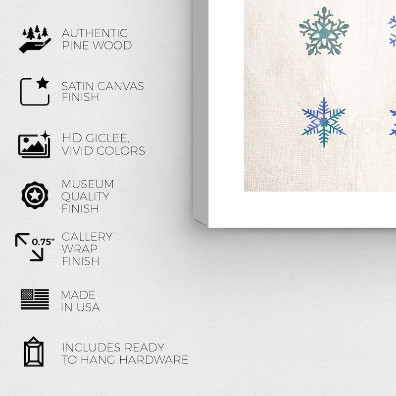Wynwood Studio Prints Holiday and Seasonal Snowflakes White and Cream White Modern & Contemporary Wall Art Canvas Print