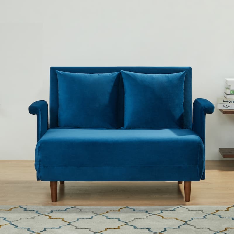 Artdeco Home - Boston & Cypress Convertible Futon Chair - Velvet Blue - Twin