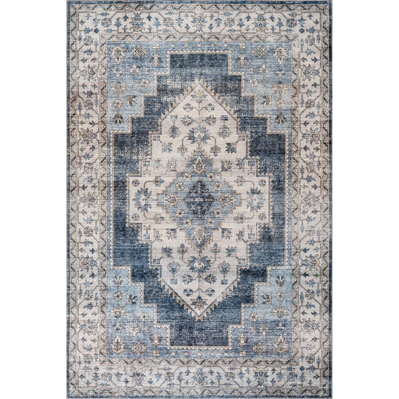 Nuloom Noemie SplashGuard Vintage Medallion Machine Washable Area Rug
