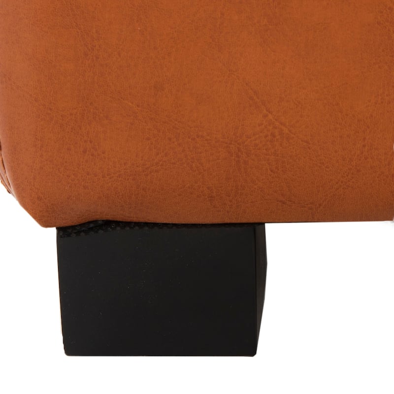 SAFAVIEH Broadway Saddle Leather Tufted Storage Ottoman