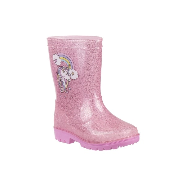 Laura Ashley Pink Glitter Unicorn Rainbow Rain Boots Girls Overstock