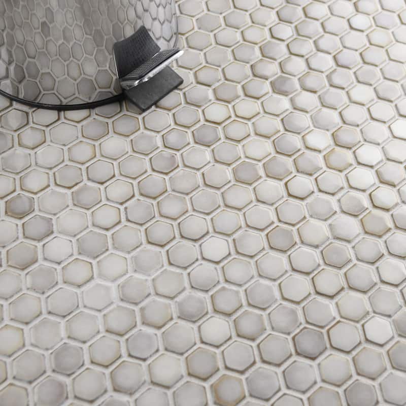 Merola Tile Hudson 1" Hex Dove Grey 11-7/8" x 13-1/4" Porcelain Mosaic Floor and Wall Tile