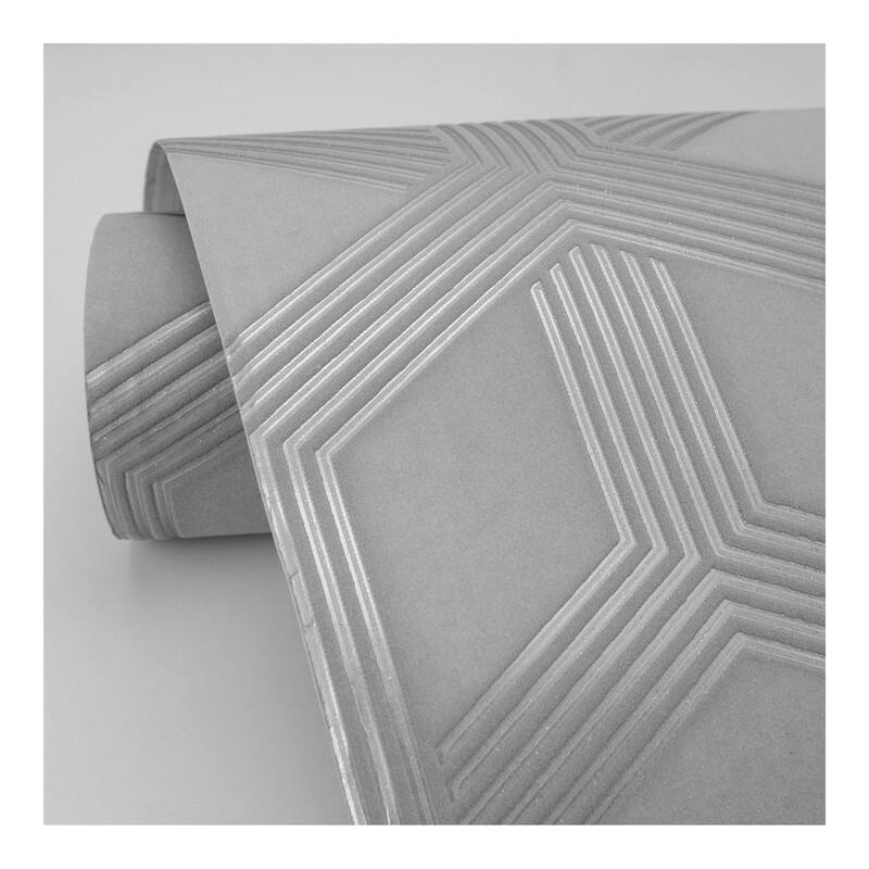 Advantage Xander Grey Glam Geometric Wallpaper - 20.9 x 396 x 0.025
