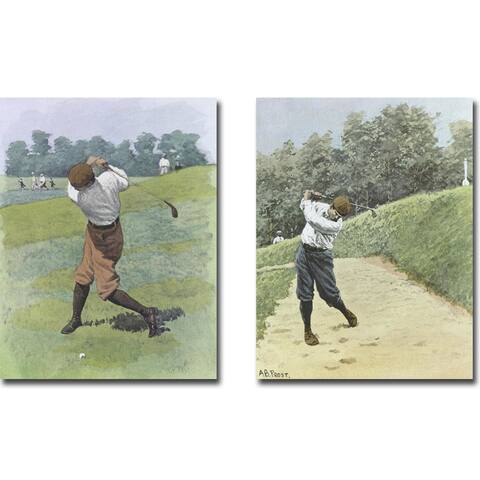 Brassy Lie & Bunkered by Arthur Frost 2-pc Gallery Wrapped Canvas Giclee Set (16 in x 12 in Ea Canvas in Set)