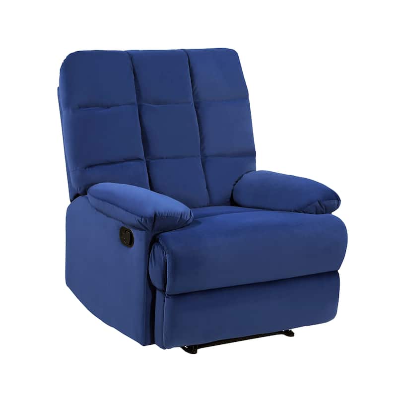 Adna Velvet Manual Reclining Chair - Blue