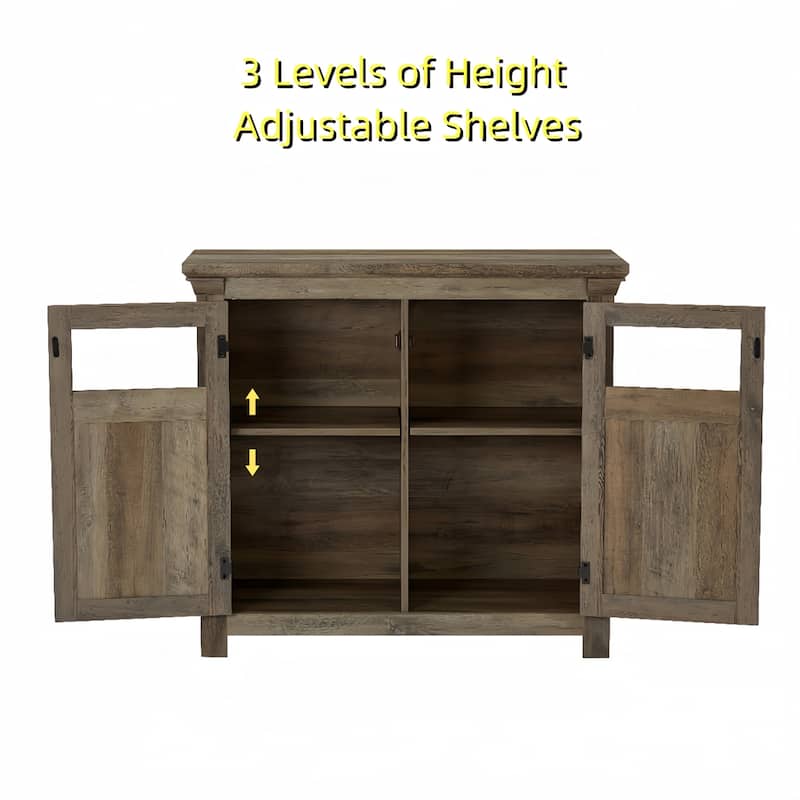 Wood Buffet Cabinet with 2 Doors and Metal Handle