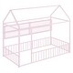 preview thumbnail 38 of 40, Twin Size Metal Bed House Bed Frame with Fence and Four Metal Grid Shelves
