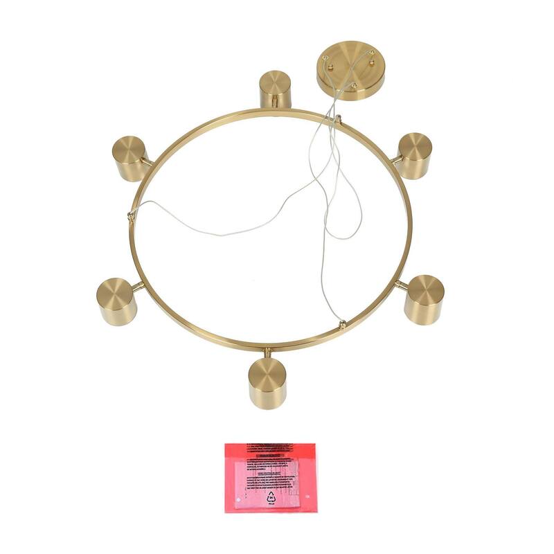 Mid-Century Modern 6-Light Gold LED Wagon Wheel Chandelier Metal Pendant Lights for Dining Room