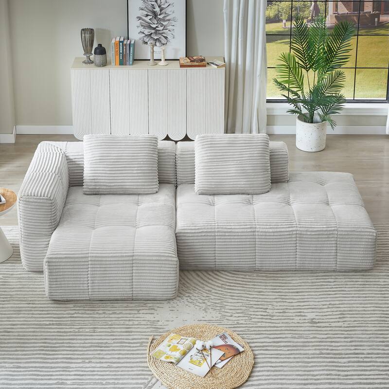 Roomfitters L-Shaped Modular Sectional Sofa with Chaise Lounge, No Assembly Oversized Compressed Couch for Living Room