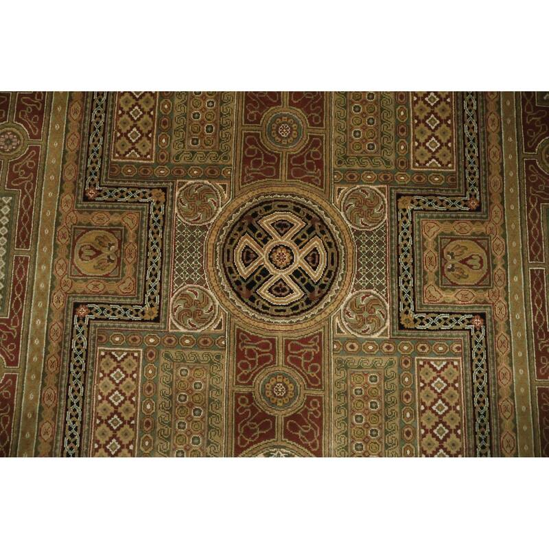 Hand Knotted Oriental 100% Wool Carpet Traditional Geometric Multi-Colored Agra Area Rug - 8' 10'' X 5' 11''