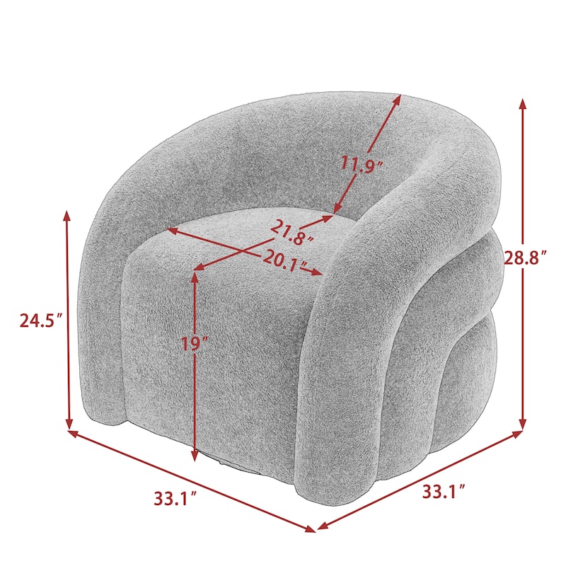 Modern Upholstered Swivel 360 degree Rotation Boucle Barrel Chair