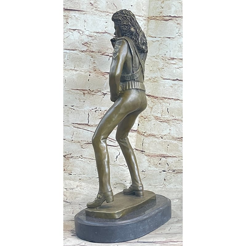 Original Aldo Vitaleh Michael Jackson Bronze Sculpture Figurine Marble Base Deco
