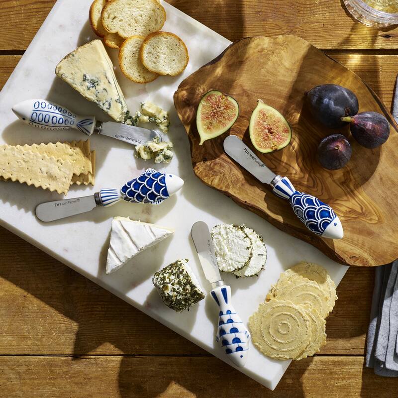 Fitz and Floyd Set of 4 Blue Fin Spreaders, Assorted