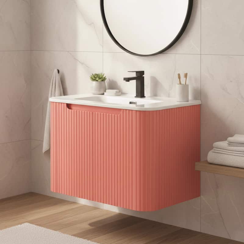 Caskvalley Modern Bathroom Vanity with Straight Fluted Design - Sink Included