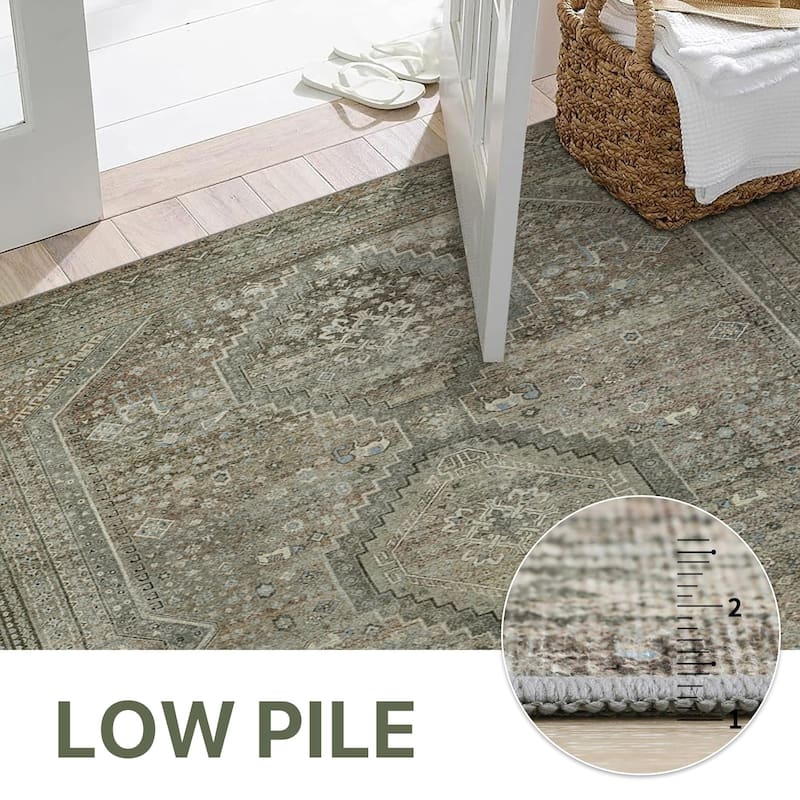 Mcow Low Pile Machine Washable Non-Slip Area Rug