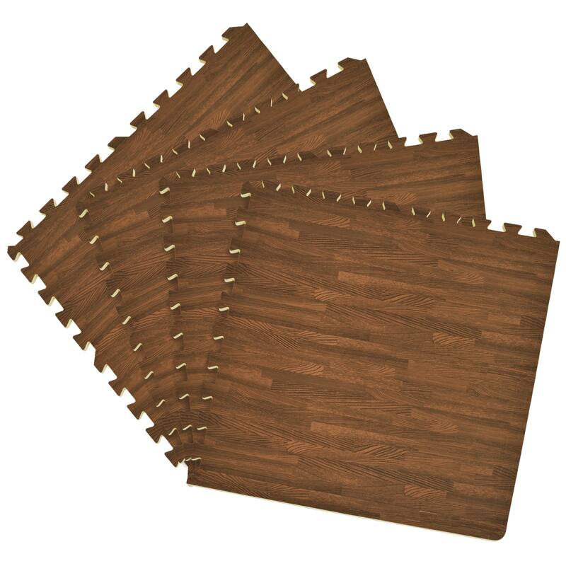 Interlocking Foam 24x24 Anti Fatigue Floor Tiles 4 tiles/16 Sq. Ft. - walnut