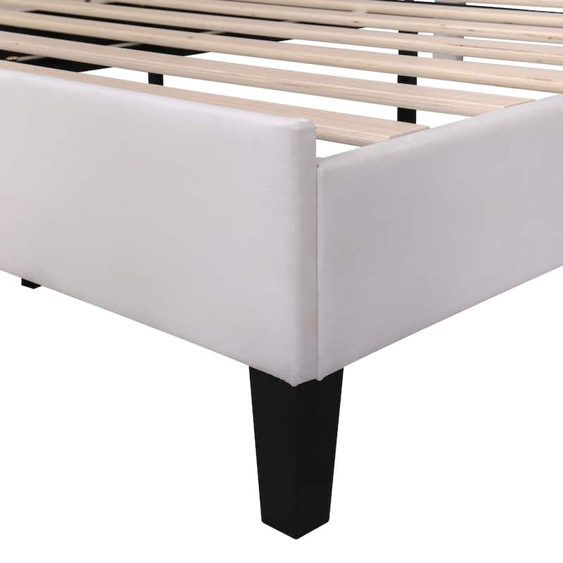 Full Velvet Platform Bed with Flower Headboard