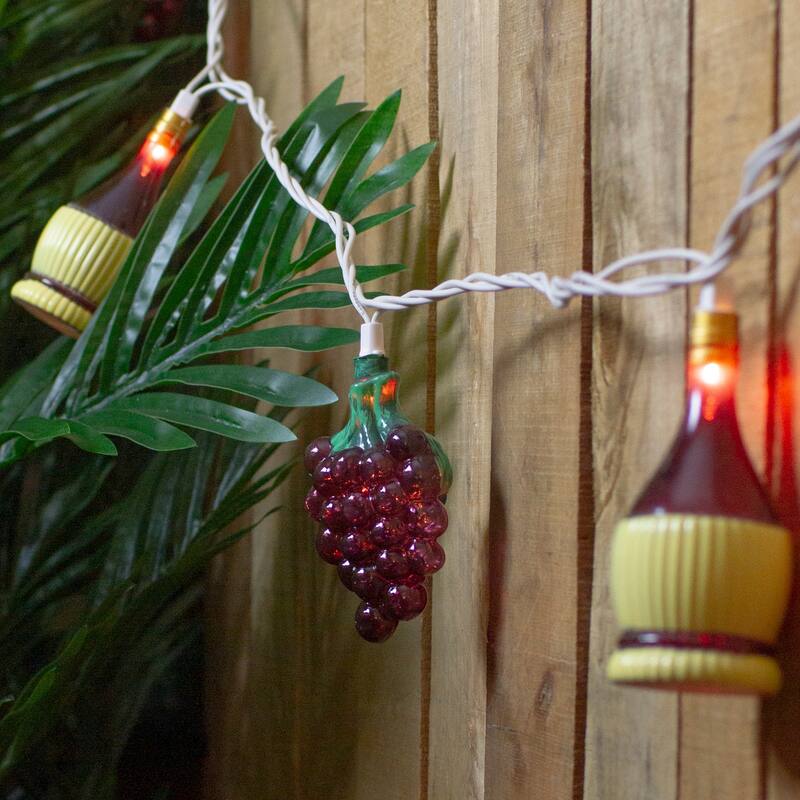 10ct Grape Wine Bottle Christmas Novelty Light Set, 7.5ft Green Wire