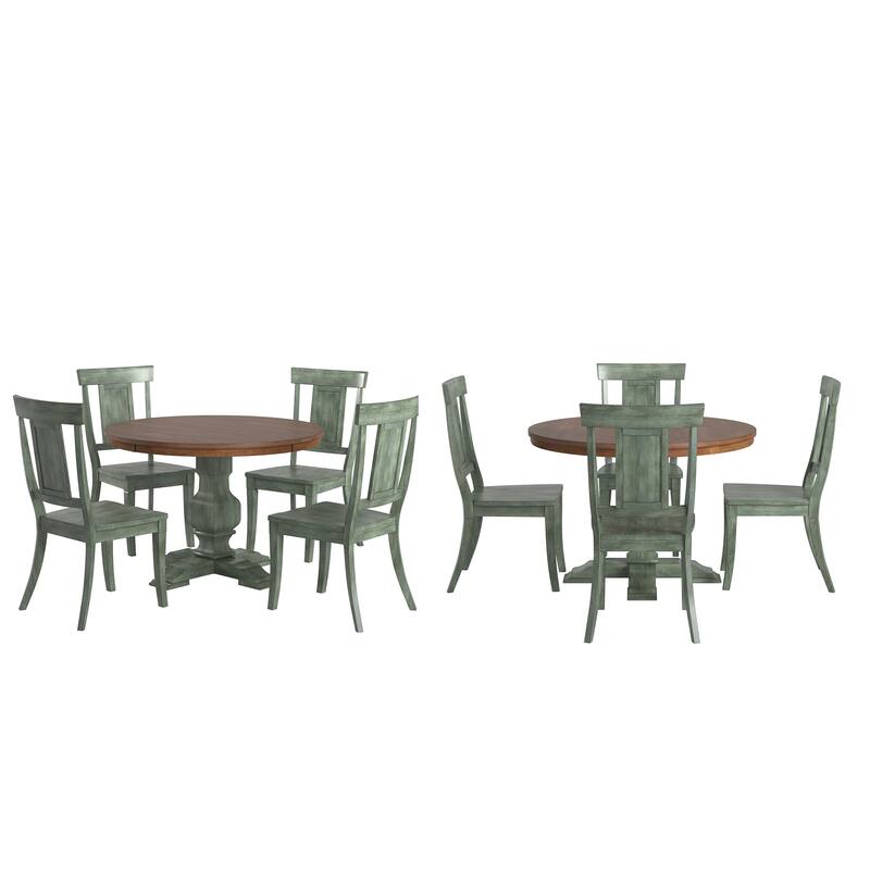 Ronda 45" Round Solid Wood Top Dining Set with Panel Back Chairs