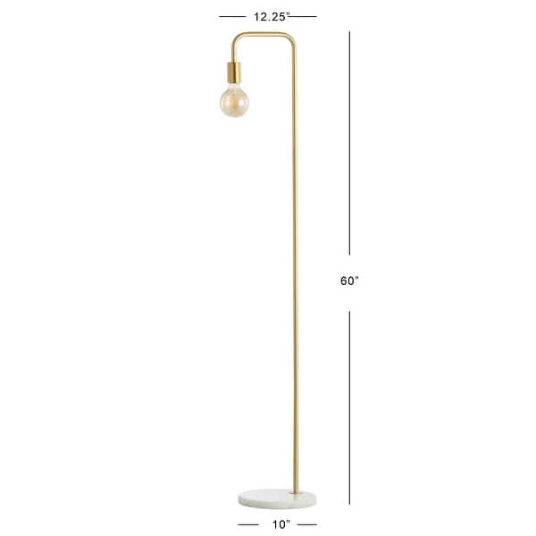 dimension image slide 0 of 3, JONATHAN Y Haines 60" Minimalist Edison Metal/Marble Floor Lamp, Gold