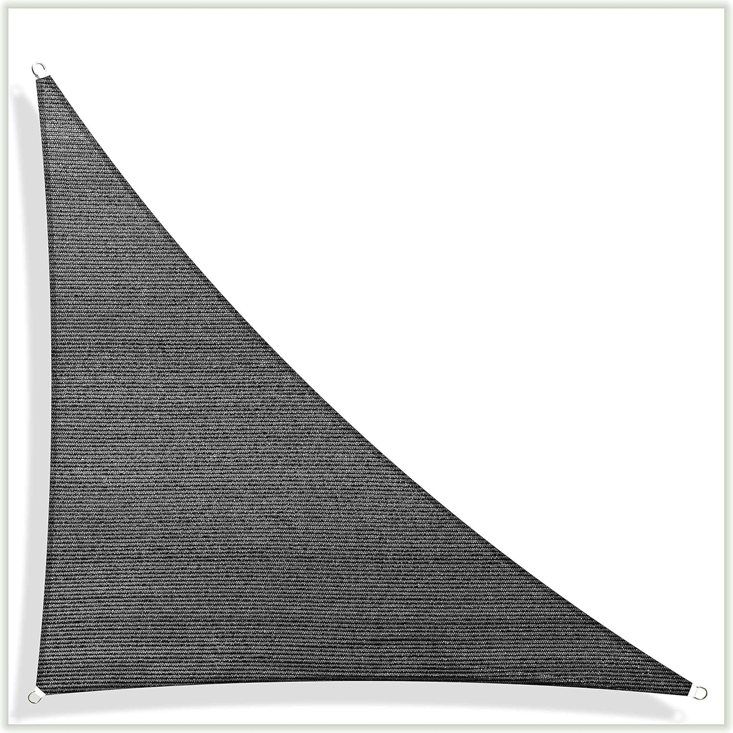 10' x 15' x 18' Black Triangle Sun Shade Sail Canopy, UV Block UPF50, Heavy Duty 190 GSM Fabric, 3-Year Warranty