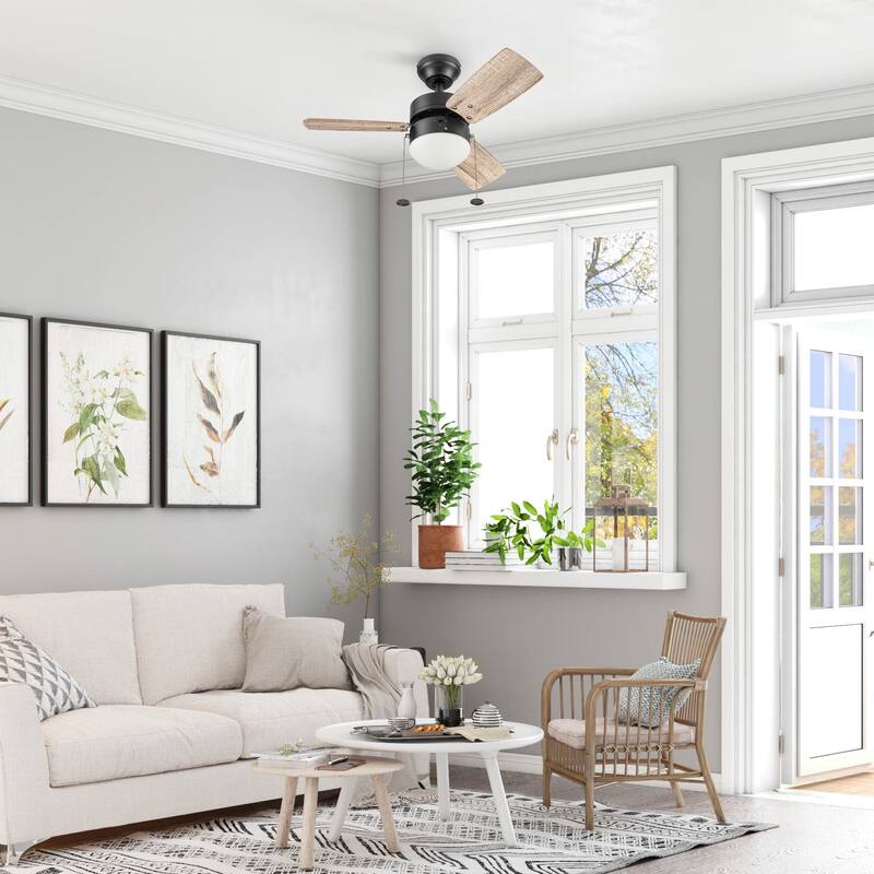 30" Prominence Home Rawling Bronze Contemporary Indoor LED Ceiling Fan with Light, Pull Chain - 30