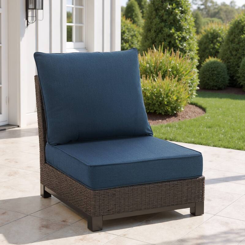 4.7" Thick Sunbrella Outdoor Cushion Set with Back and Seat Cushion - Navy