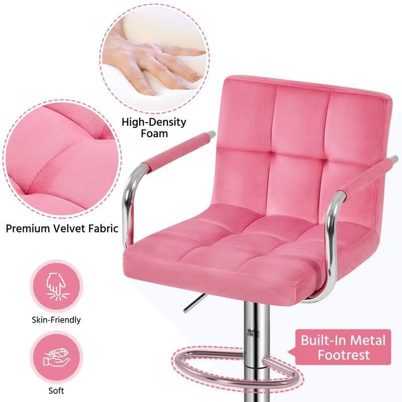 Yaheetech Bar Stools with 360-Degree Swivel and Adjustable Height- Set of 2