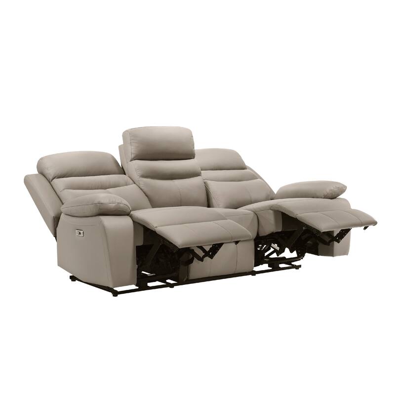 Hanna Power Dual Recliner Sofa, USB, Latte Brown Grain Leather 87 Inch