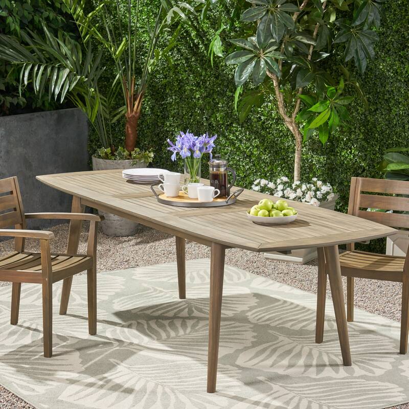Outdoor Acacia Wood Expandable Dining table, Gray