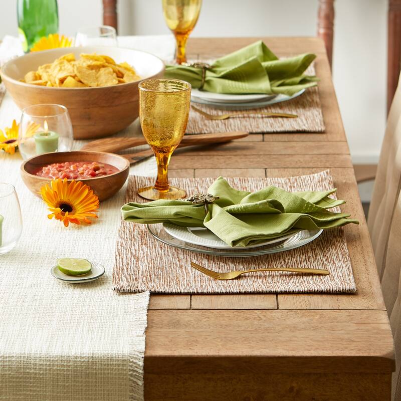 Light Grey And Off-White Tonal Recycled Cotton Slubby Rib Placemat (Set of 6) 13x19