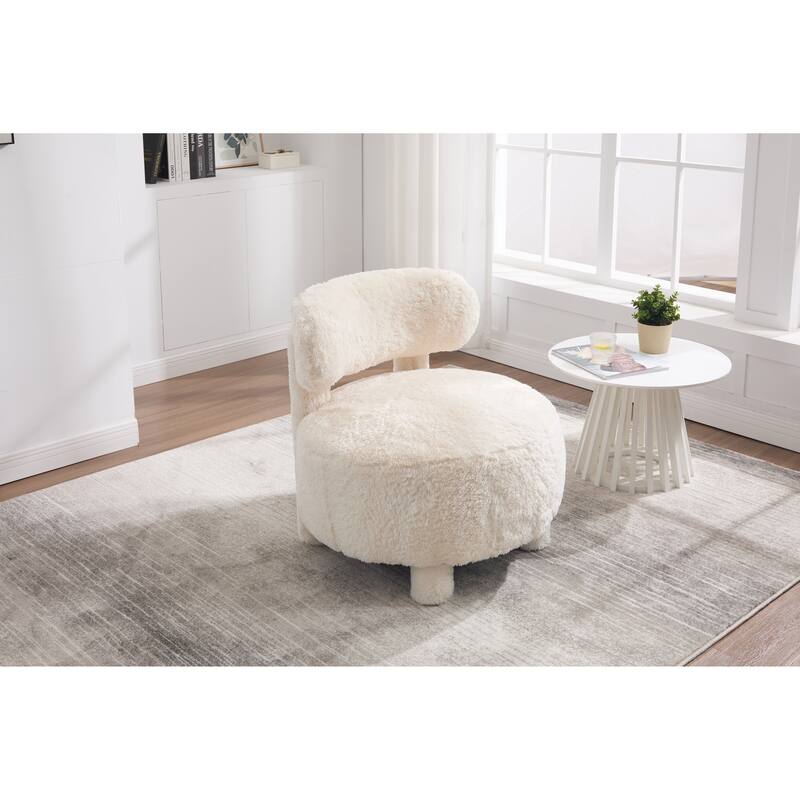 Armless Accent Chair with Curved Backrest and Solid Wood Legs, Small Upholstered Side Chair for Bedroom, Vanity, Reading Nook
