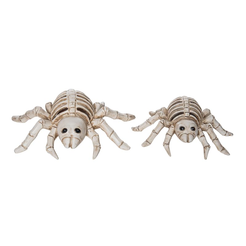 Transpac Resin 7.25 in. Off-White Halloween Skeleton Spiders Set of 2