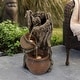 preview thumbnail 2 of 7, Brown Resin Tree Farmhouse Pots Outdoor Water Fountain with Lights