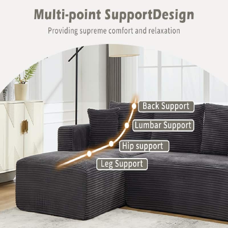 L-Shape 3-Seat Modular Sofa Memory Foam Sectional Couches with Oversized Chaise