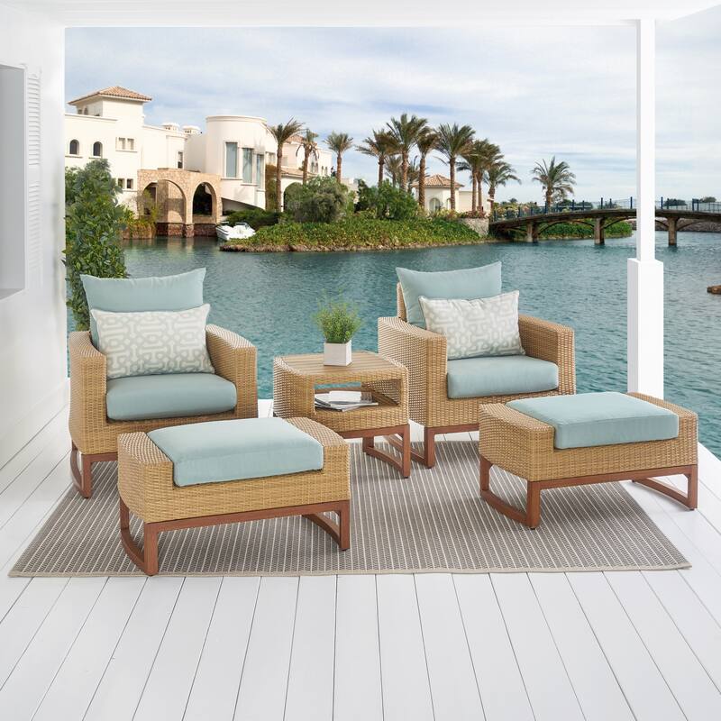 Mili 5 Piece Sunbrella Outdoor Patio Club Chair & Ottoman Set
