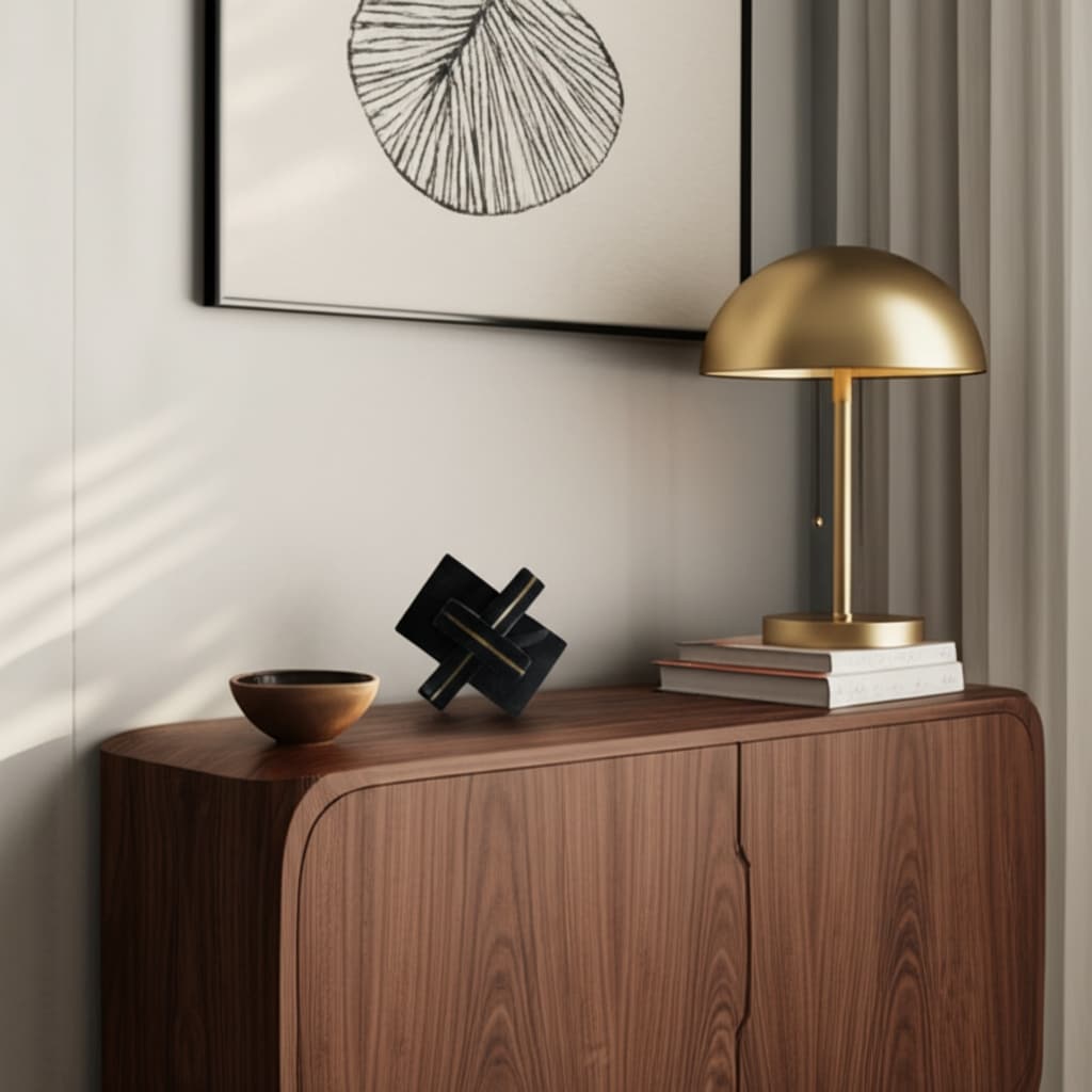 Stone Metal Decorative Object Interlocking Modern Geometric Structure